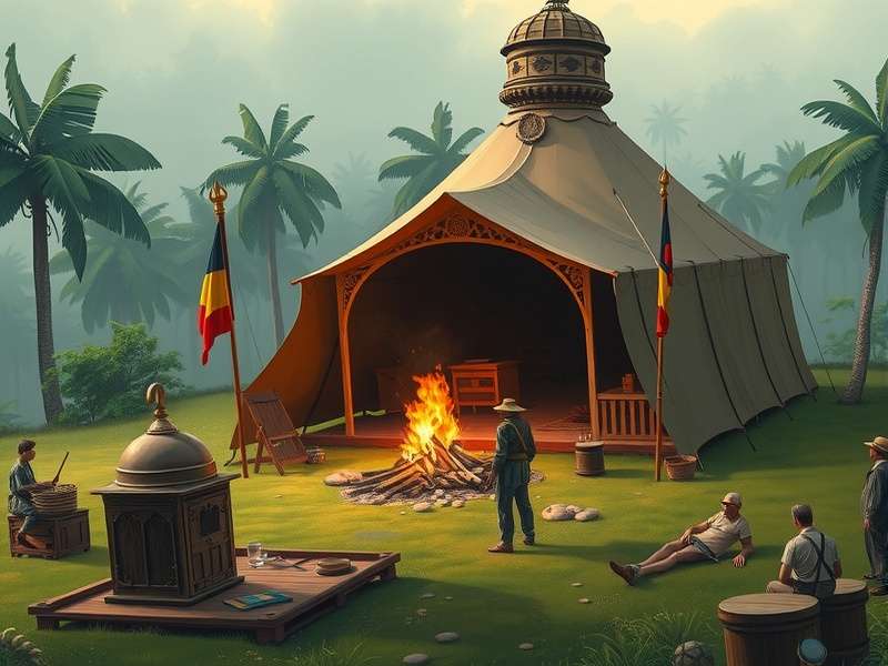 टोटल बैटल रिसर्च कैंप इंटीरियर - रिसर्च टेबल और सैन्य उपकरण