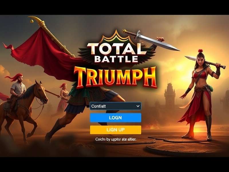 टोटल बैटल गेम इंटरफेस और लॉगिन स्क्रीन
