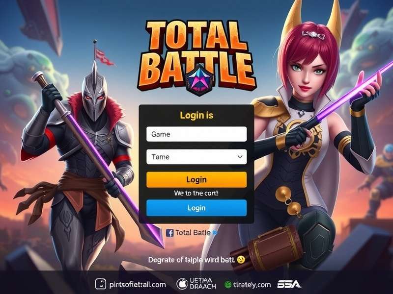 Total Battle Facebook login screen on mobile and desktop devices showing synchronization