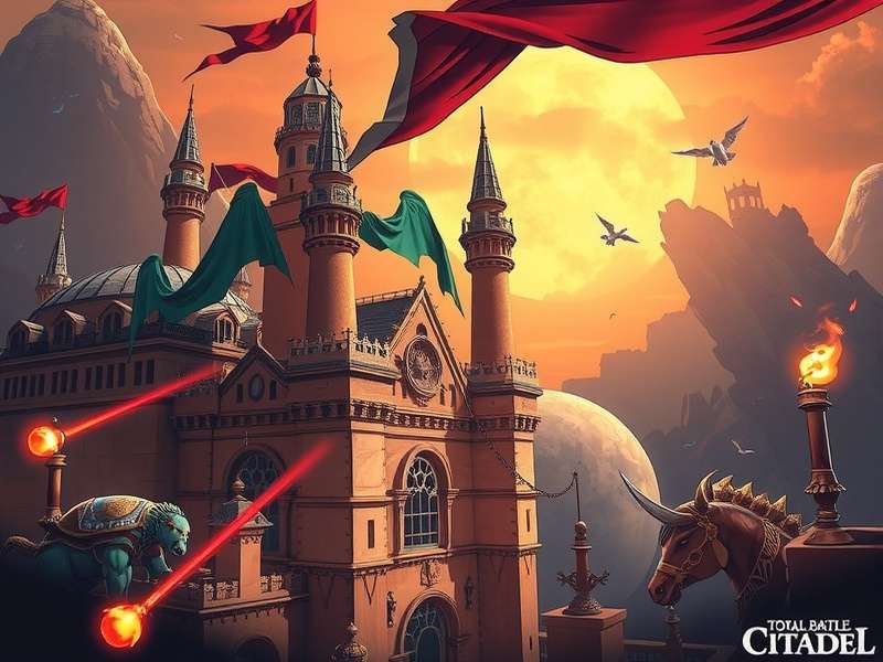 Strategic overview of a max-level Total Battle Citadel with defensive structures highlighted