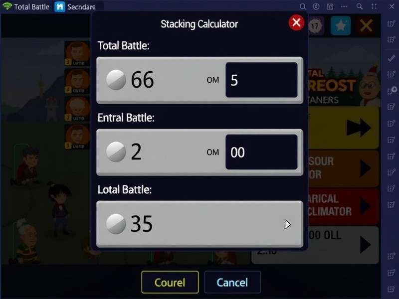 Total Battle Stacking Calculator Interface showing troop configurations