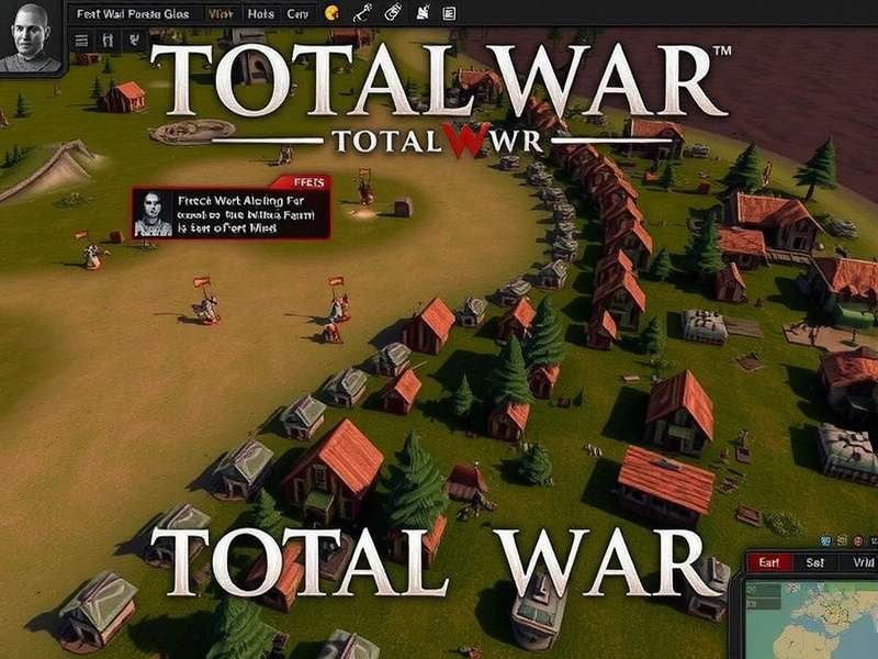 Epic battle scene from a Total War game showcasing armies clashing