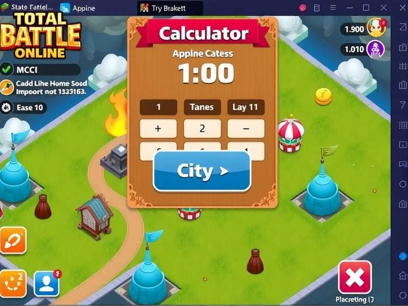 Total Battle Online Calculator interface showing resource and troop power metrics