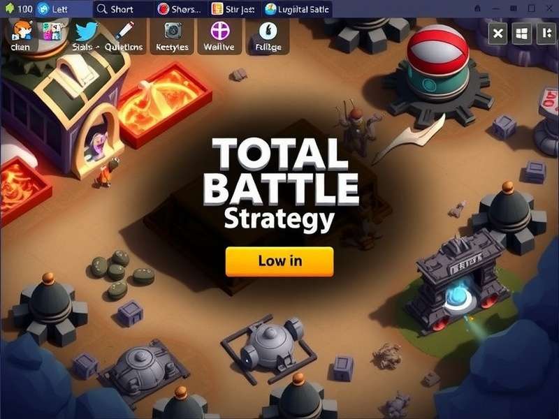 Total Battle Strategy Game Login – epic battlefield with login interface overlay