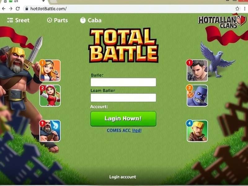 Total Battle Login Page Account dashboard overview showing browser login, email login, and war strategy modules for Indian players