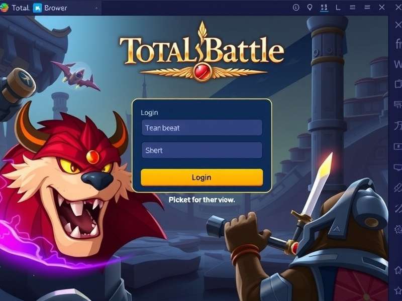 Total Battle Browser Login interface showing war strategy map with Indian players community
