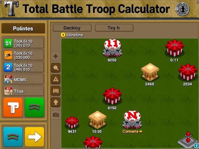 Total Battle Troop Calculator dashboard showing army composition and troop statistics